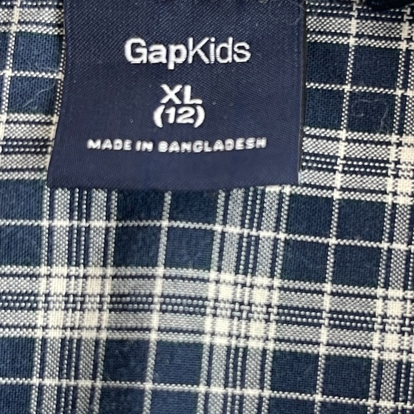 Gap Kids Button Down Dress Shirt Blue Plaid XL 12 - Picture 8 of 8